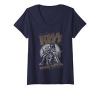 Women's KISS - Sonic Boom V-Neck T-Shirt, Navy Blue, Small