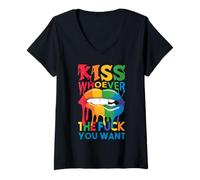 Womens Kiss whoever the fuck you want - Christopher Street day V-Neck T-Shirt