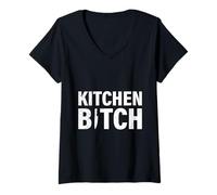 Women's Kitchen Help Kitchen Bitch Cooking Funny Assistant Cook V-Neck T-Shirt