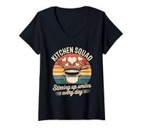 Womens Kitchen Squad Stirring Up Smiles Every Day V-Neck T-Shirt