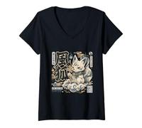 Women's Kitsune Fox Spirit Japanese Mythology Wind Creature V-Neck T-Shirt