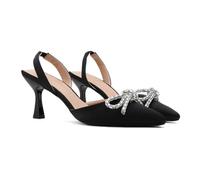 Women's Kitten Heel Sandals for Size 5 Petite - Versatile Pointed Toe High Heels for Bride Events, Corporate Meetings & Formal Galas,Black,5 UK