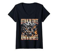 Women's Kitten in the Streets Alpha in the Sheets V-Neck T-Shirt