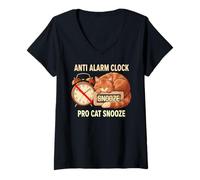 Women's Kitten Lover Late Sleeper Grumpy Morning Mood Popular Cat V-Neck T-Shirt