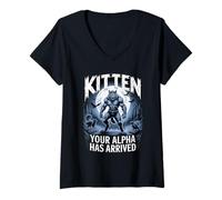 Womens Kitten Your Alpha Has Arrived Daddy's Here Funny Alpha Meme V-Neck T-Shirt