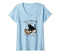 Women's Kitty Biscuits Bakery Purrfectly Kneaded Cat Parent Humor V-Neck T-Shirt