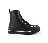 Women's Kitty Black Vegan Leather Combat Sneaker Boots - Black 3