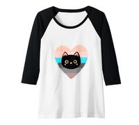 Womens Kitty Cat Face Lovers For Women with a Vintage Heart Raglan Baseball Tee