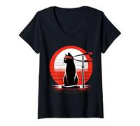 Women's Kitty Combat Master Jiu Jitsu Ninja and Martial Artist V-Neck T-Shirt