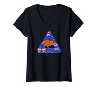 Womens Kiwi Bird Cool Bird New Zealand Graphic Flag vacation fun V-Neck T-Shirt