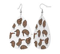 Womens Kiwi Birds Cute Print Leather Earrings Teardrop Dangle Earrings Jewelry Outfits Accessories
