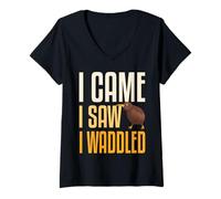 Womens Kiwi I Came I Saw I Waddled Kiwi I Came I Saw V-Neck T-Shirt