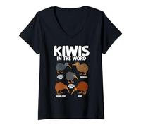 Womens Kiwi in The World New Zealand Birds V-Neck T-Shirt