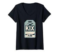 Women's KIX Kansai Osaka Japan Airport CodeJapanese Kanji Souvenir V-Neck T-Shirt