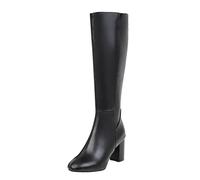 Women's Knee High Block Heel Boots with Side Zip, Sleek Tall Boots for Women, Round Square Toe Design, Smooth Shaft Structure, Cushioned Insole, Slip Resistant Sole, Structured Fit
