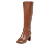 Women's Knee High Block Heel Boots with Side Zip, Sleek Tall Boots for Women, Round Square Toe Design, Smooth Shaft Structure, Cushioned Insole, Slip Resistant Sole, Structured Fit