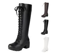 Women's Knee-High Boots Half Height Lace-Up Boots Knee High Boots with | Block heel non-slip over-the-knee boots long shaft women's boots comfortable round toe winter boots 34-48