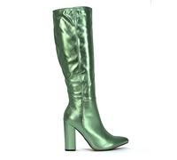 Womens Knee High Boots Ladies Block High Heel Synthetic Leather Pointed Toe Long Shoes Size 3-8