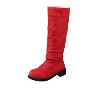 Womens Knee High Boots Slouchy Riding Boots Chunky Block Heel Round Toe Side Zipper Slip On Suede Wide Mid Calf Booties Casual Comfortable Fall Winter Women Western Cowboy Cowgirl Boot