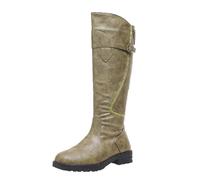 Women's Knee High Boots Winter Wide Fit Long Shoes Medieval Renaissance Pull On Mid Calf Gothic Boots Renaissance Cosplay Boot Flat Casual Non Slip Pointed Toe Trekking Shoes