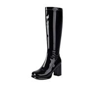 Women's Knee-High Cowboy Boots Zippered, Waterproof, Fashion Style Winter Boots for Women UK Western Knee-High Shoes Suitable for Parties and Formal Occasions (Black, 9.5)
