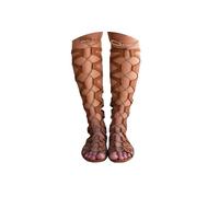 Womens Knee High Sandals Roman Gladiator Flat Boots Open Toe Cut Out Dressy Summer Lace Up Flat Zipper Rome Bohemia Sexy Bandage Sandal