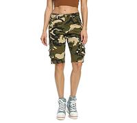 Women's Knee Length Camo Shorts, Cotton Casual Work Twill Cargo Shorts with Multi Pockets #8406M Camo M Tag 10-UK 12