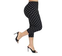 Womens Knee Length Capri Leggings Bow Tie Yoga Pants Capris High Waist Coquette Pants Stretchy Fitted Cropped Trousers (Polka Dot Black, S)