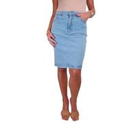 Womens Knee Length Stretch Denim Skirt Ladies 5 Pocket Jeans Pencil Skirt Bleach Pale Blue 10-22 (12)