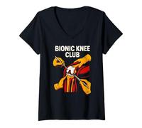 Womens Knee Replacement Bionic Knee Club Fun Mens Surgery Recovery V-Neck T-Shirt