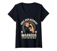 Womens Knee Replacement Warrior Its Not for The Weak V-Neck T-Shirt
