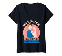 Women's Knee Replacement Warrior Surgery Recovery Get Well V-Neck T-Shirt