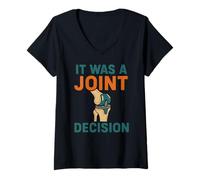 Womens Knee Surgery It was A Joint Decision Fun Mens Get Well V-Neck T-Shirt