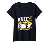 Women's Knee Surgery Recovery in Progress Knees Knee Surgery V-Neck T-Shirt