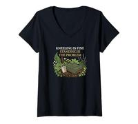 Women's Kneeling is Fine Standing is The Problem Gardener V-Neck T-Shirt