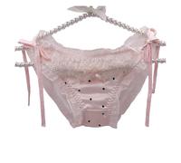 Women's Knickers Cute Silk Panties With bow Lace Soft Breathable Stretch Frilly Knickers for Women Ladies Full Briefs Seamless Underwear Sissy Panties (UK, Alpha, L, Regular, Regular, 88098P)
