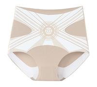 Womens Knickers High Waisted Ice Silk Shaping Underwear with Abdomen and Buttocks Shaping Ladies Pants (Beige, XXL)