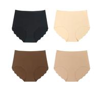 Women's Knickers Multipack No Vpl Full Briefs Cotton Crotch Silky High Waisted Invisible Seamless Underwear For Women 4 Pack (UK, Alpha, XL, Regular, Regular, F)