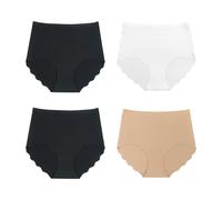 Women's Knickers Multipack No Vpl Full Briefs Cotton Crotch Silky High Waisted Invisible Seamless Underwear For Women 4 Pack (UK, Alpha, XL, Regular, Regular, E)