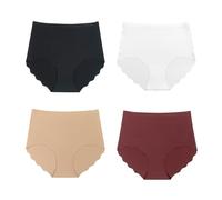 Women's Knickers Multipack No Vpl Full Briefs Cotton Crotch Silky High Waisted Invisible Seamless Underwear For Women 4 Pack (UK, Alpha, M, Regular, Regular, C)