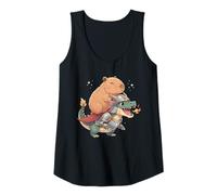 Womens Knight Dragon Capybara Animal Medieval Ren Faire Graphic Tank Top