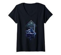 Womens Knight, Warrior Dragon Hunter, Medieval Design V-Neck T-Shirt
