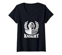 Womens Knight, Warrior Dragon Hunter, Medieval Design V-Neck T-Shirt