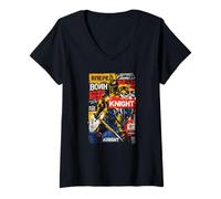 Women's Knight Warrior Forward Urban Graffiti Knight V-Neck T-Shirt
