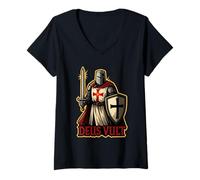 Womens Knights Templar: Deus Vult V-Neck T-Shirt
