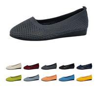 Women's Knit Ballet Flats Stretch Ballerina Shoes, Breathable Comfort Slip On, Round Toe Transitional Walk Shoes for All Seasons, 30 Yellow, 35