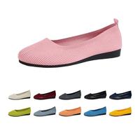 Women's Knit Ballet Flats Stretch Ballerina Shoes, Breathable Comfort Slip On, Round Toe Transitional Walk Shoes for All Seasons, 04 GY1, 36
