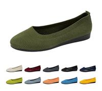 Women's Knit Ballet Flats Stretch Ballerina Shoes, Breathable Comfort Slip On, Round Toe Transitional Walk Shoes for All Seasons, 09 White, 39