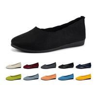Women's Knit Ballet Flats Stretch Ballerina Shoes, Slip On Stretch Knit Ballerinas, Breathable Round Toe Comfort Walking Shoes, 22 Dark Green, 40