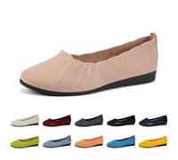 Women's Knit Ballet Flats Stretch Ballerina Shoes, Soft Breathable Slip On, Everyday Round Toe Ballerina Walkers for All-Year, 23 Green, 40